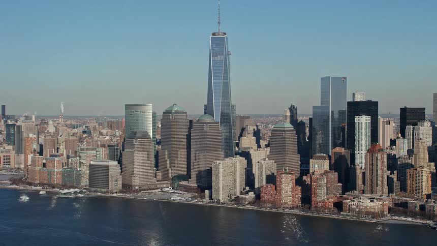 An aerial view of a metropolitan commercial hub