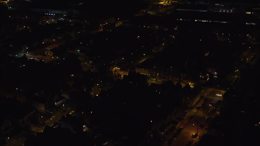 Aerial panorama of a nighttime city