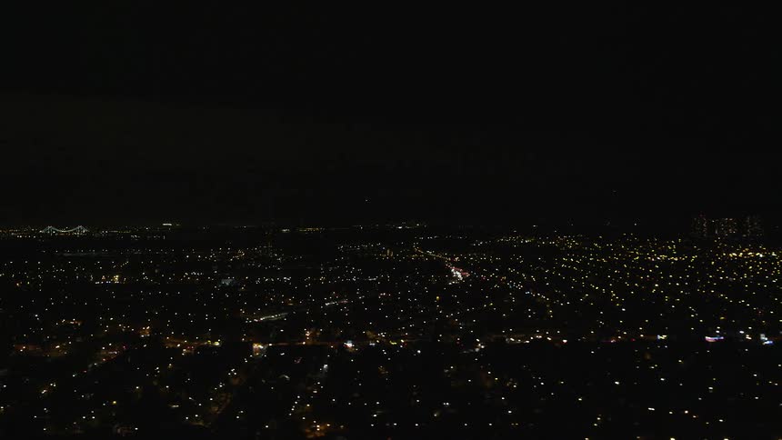 Aerial view of the new york city skyline at night
