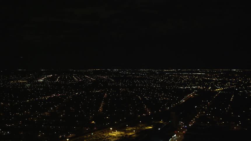 Aerial view of a city at night