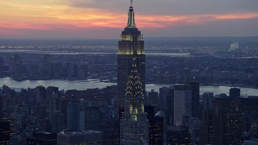 Empire state building in new york city at sunset