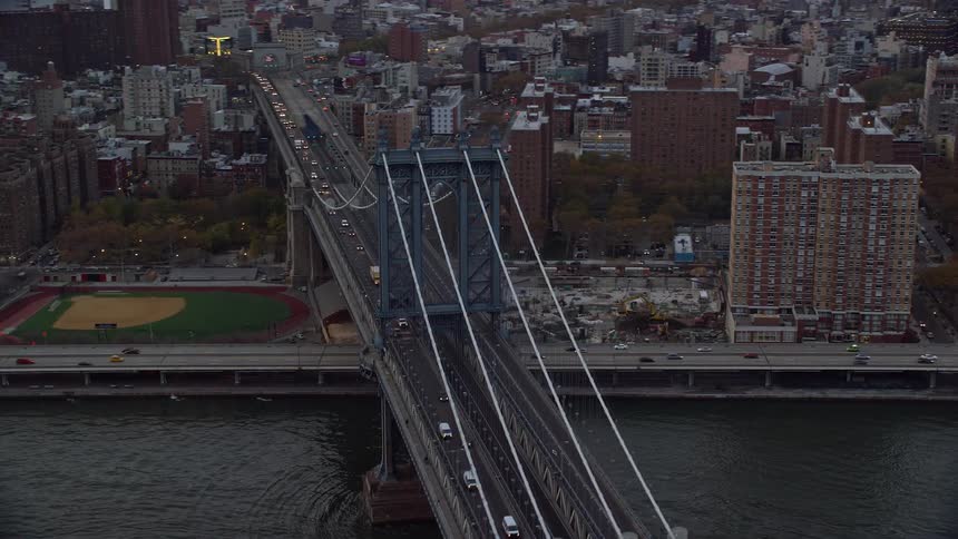 An aerial view of a connecting bridge close to the baseball field