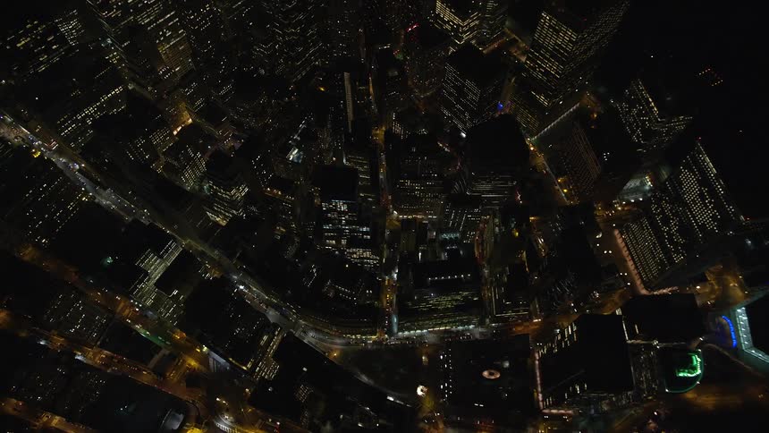 The city view at night with lots of high rise buildings