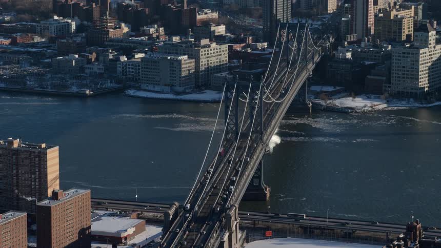 Aerial view of bridge over river