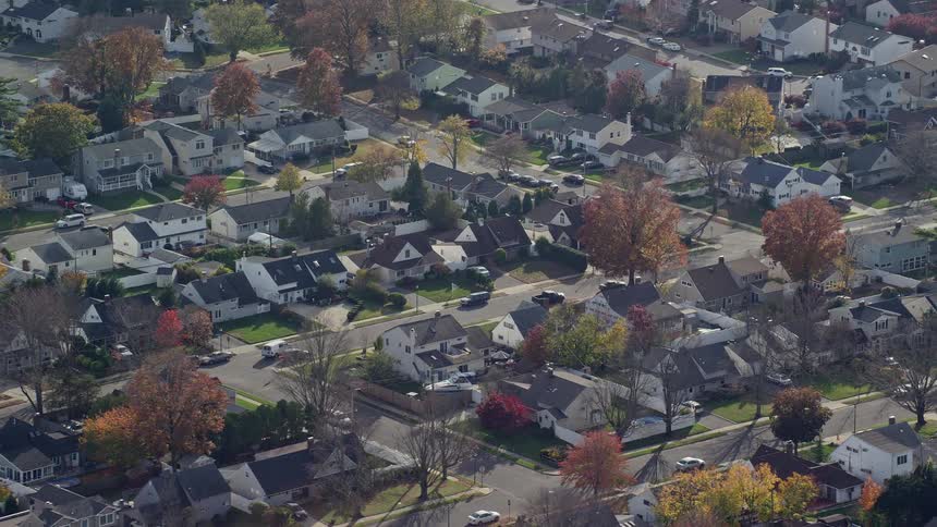 Aerial view of peaceful suburbs