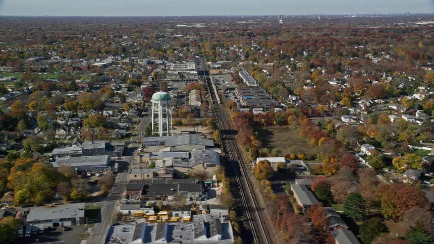 Aerial and panoramic view of an urban and residential city with extensive vegetation