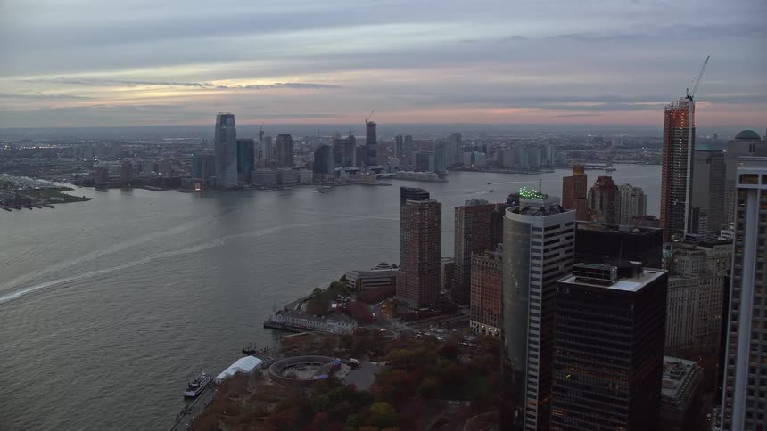 Panoramic view of a metropolis with skyscrapers by the seaside