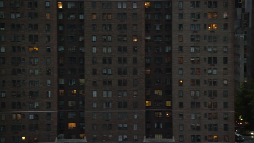 A night view of apartments in a metropolitan area