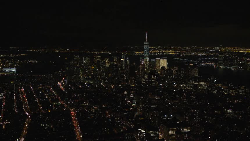A night view of a city filled with lights