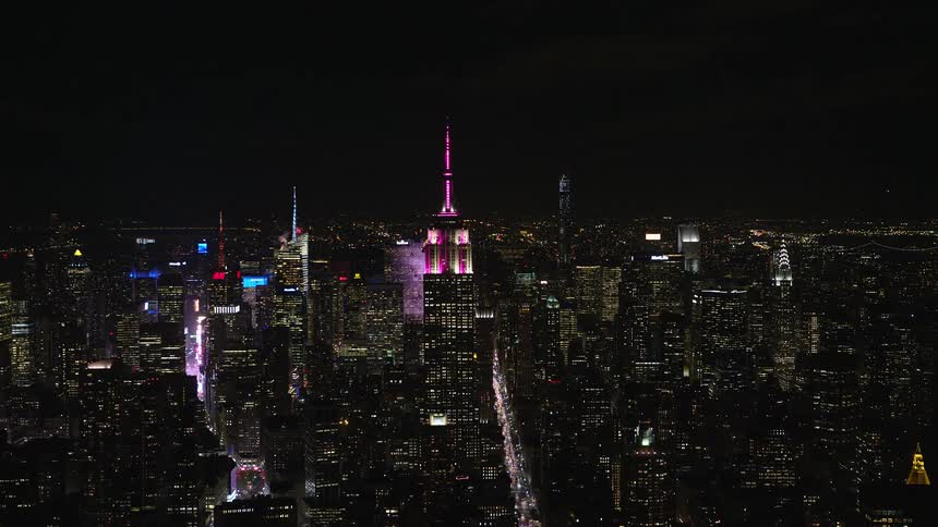 A night aerial view of a metropolitan buildings