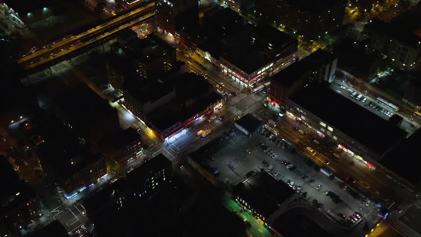 An aerial night view of a suburb