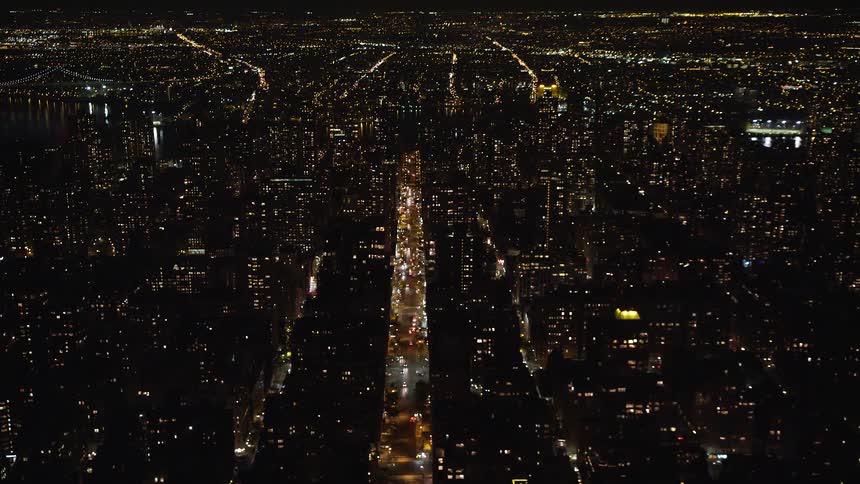 Skyline of an illuminated city during the dark night