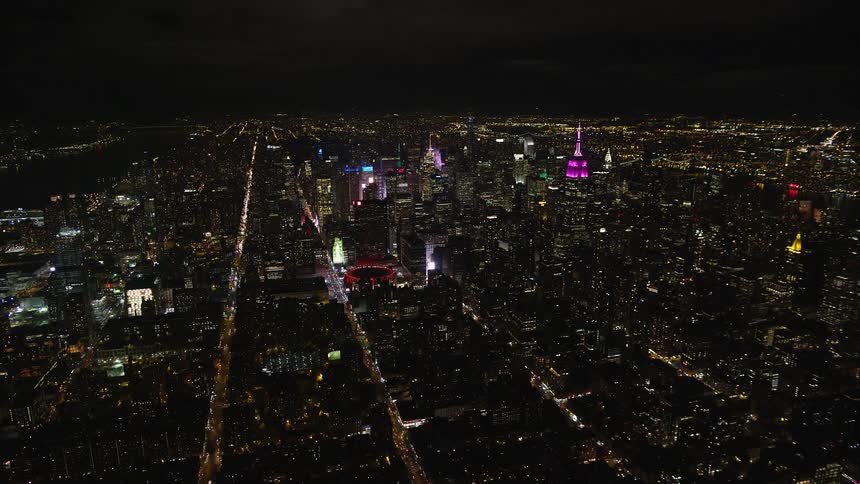 New york city skyscrapers at night