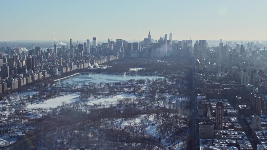 Central park surrounded by skyscrapers in new york