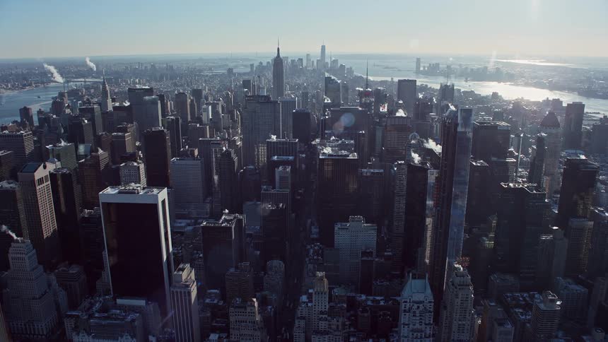 An aerial view of a metropolitan community during winter