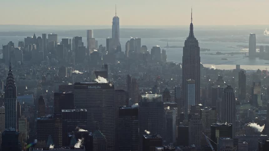 New york city skyscrapers on a sunny day