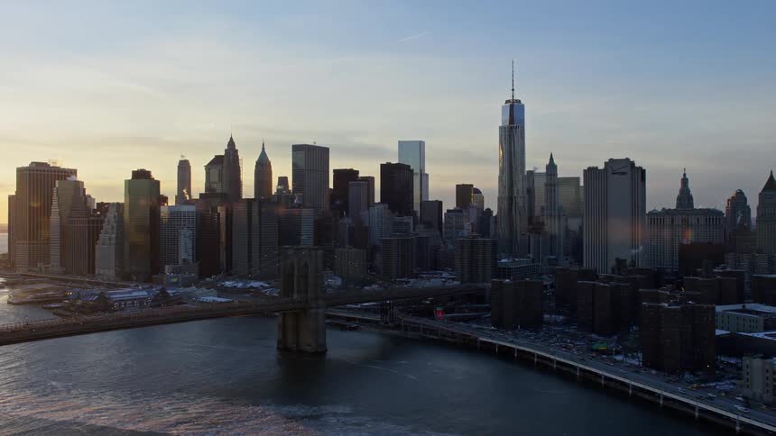 Aerial view of the new york city skyline at morning