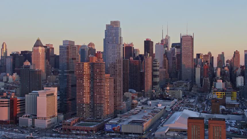 Aerial view of a metropolis in the morning
