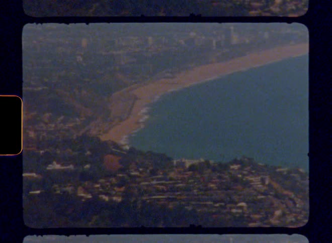 A retro city view close to the shoreline