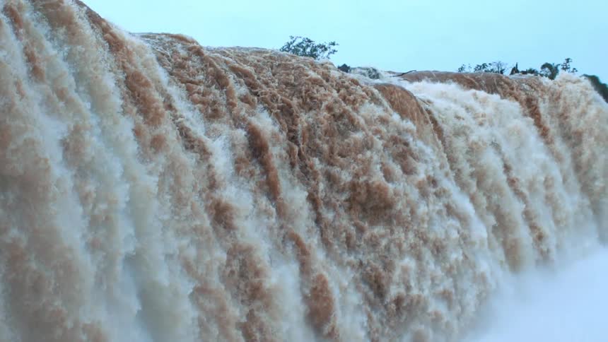 A strong current forming due to a waterfall