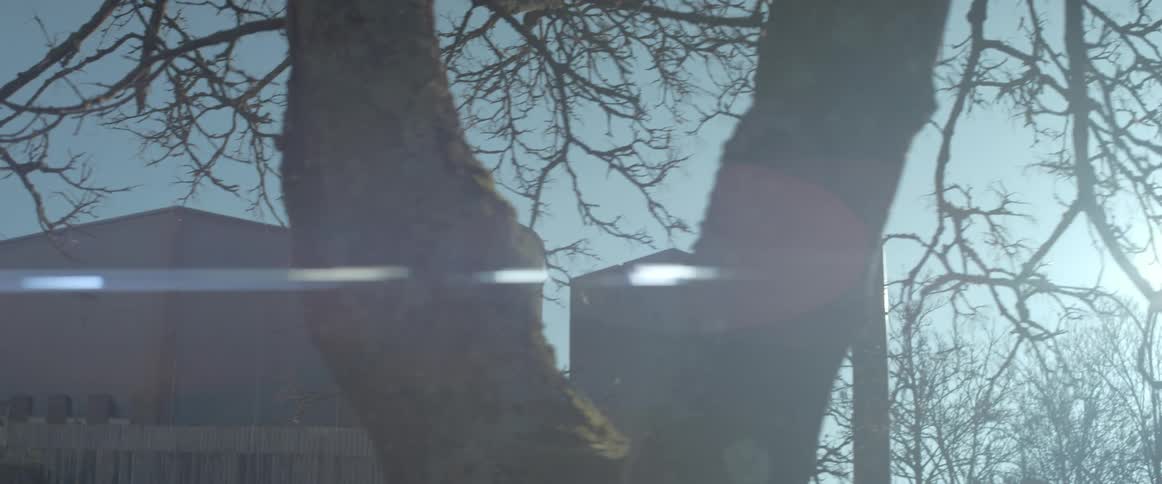 A building close to a warehouse in a sub urban area with trees