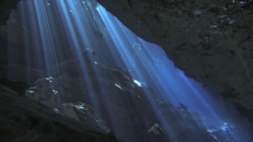 Sunshine reaches the underwater cave