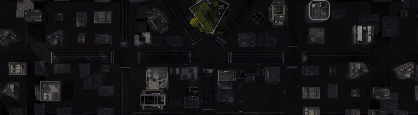 Aerial view of a computer generated city
