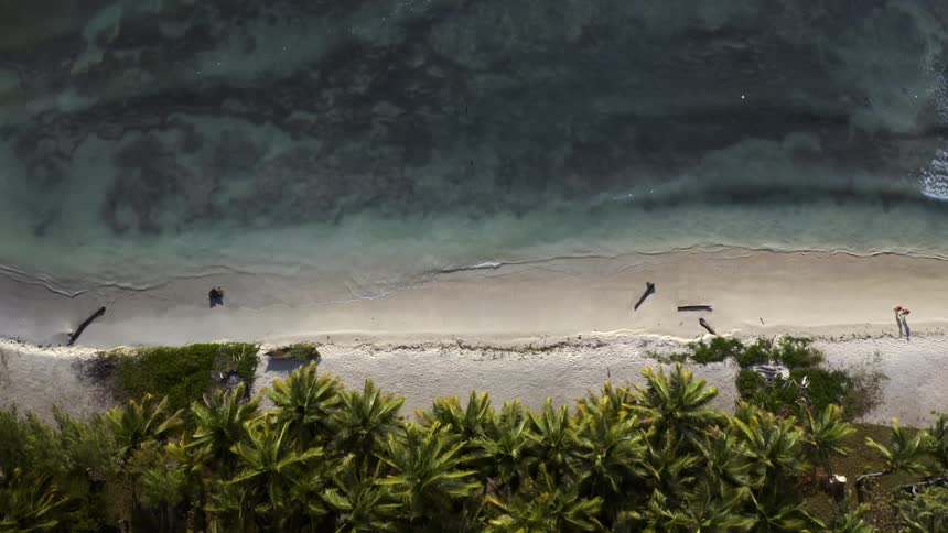 People are walking on the beach