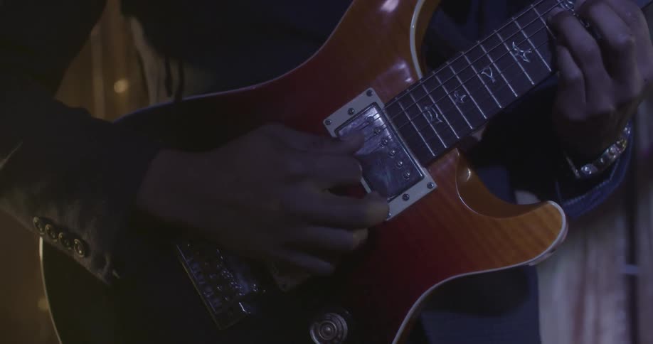 A person is playing the guitar