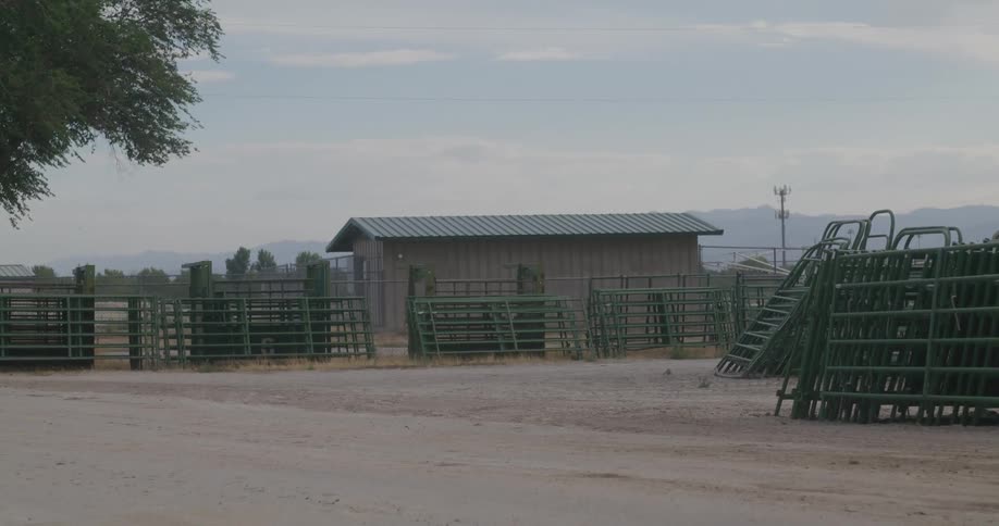 Panorama of a small house on a ranch