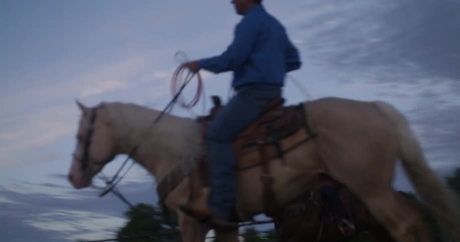 Two men riding horses under a morning sky