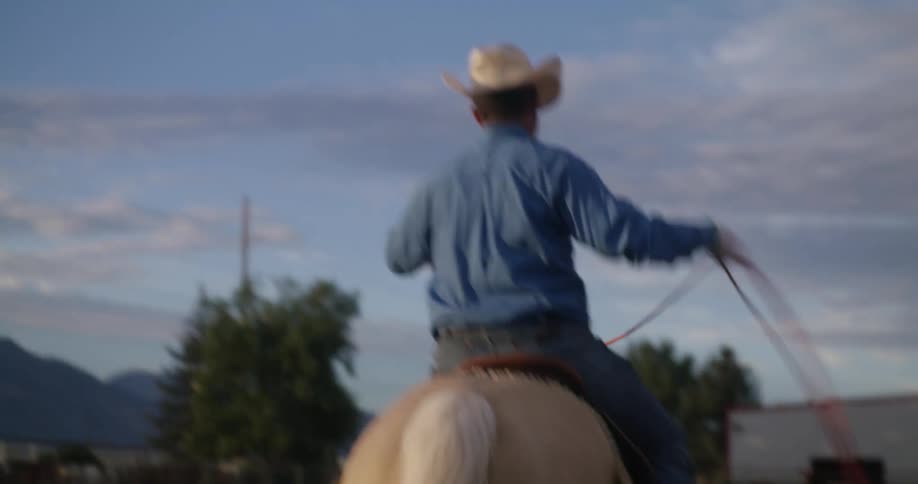 A person on a horse swings a lasso
