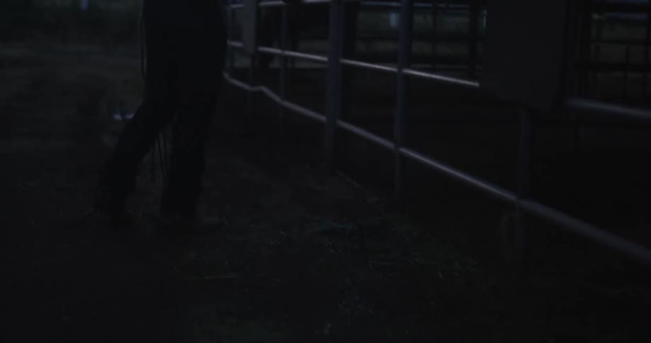 Man puts a cup on the roof of a stable at sunset