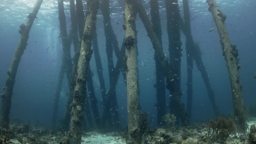 Wood plant growing underwater