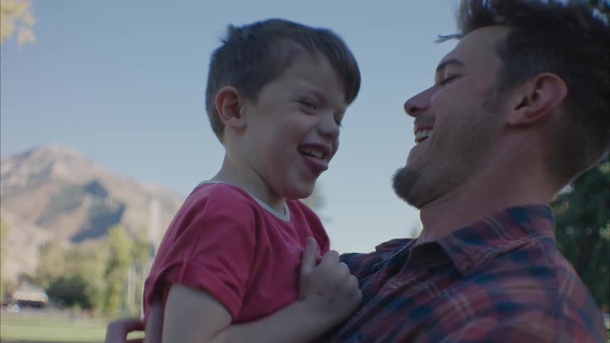Father and son having a fun time togther