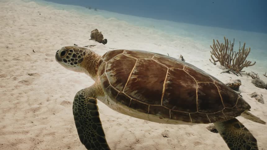 Sea turtle swimming in the ocean