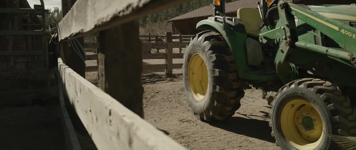 A close up clip of a truck behind the barricade