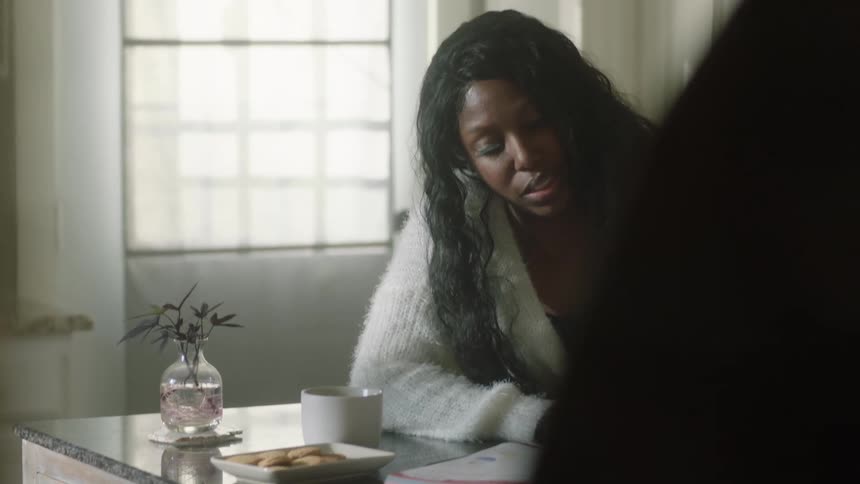 A woman is reading a book