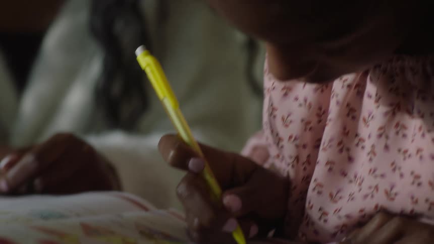 Girl doing homework at home