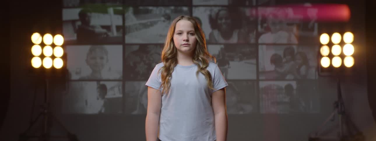 A dramatic zoom clip of a female teenager