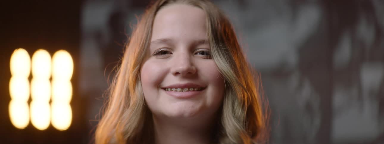 Closeup of a smiling girls face