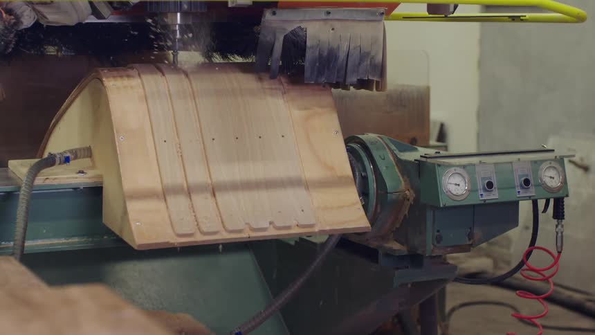 The machine is carving the wood
