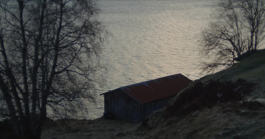 Small house by the sea in the morning