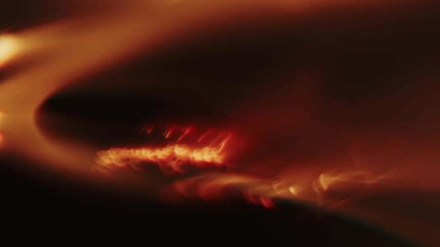 Extreme closeup of fire burning an abstract object
