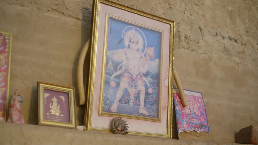 Portrait of indian gods on the wall