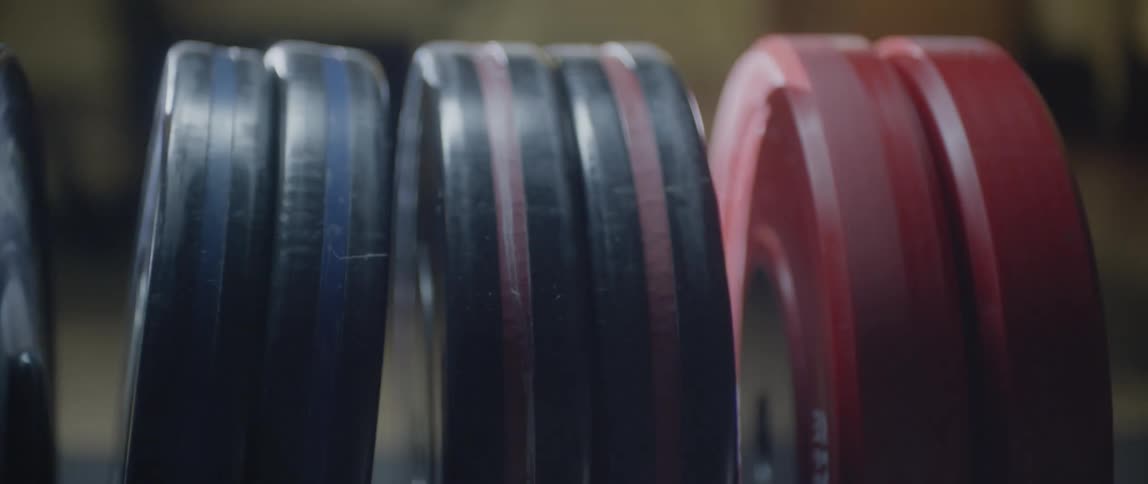 Various circular gym weight plates