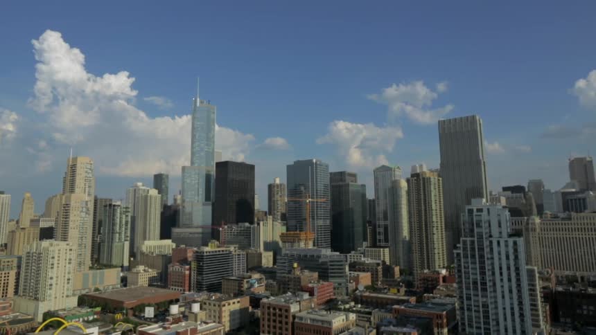 View of a large city on a partly cloudy day