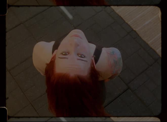 Woman tossing her hair up