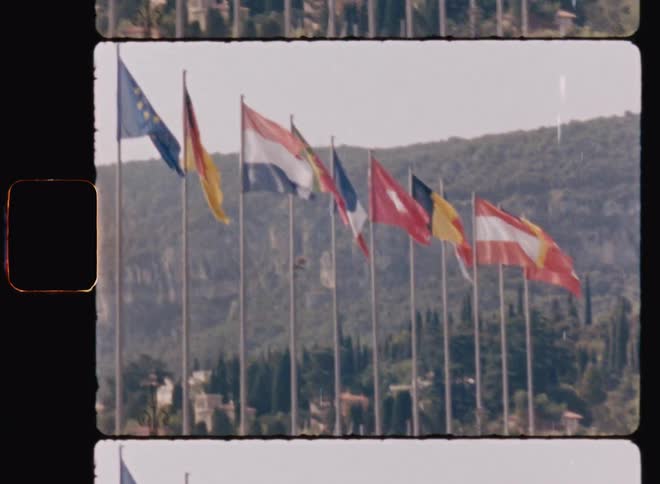 View of flags side by side from different countries