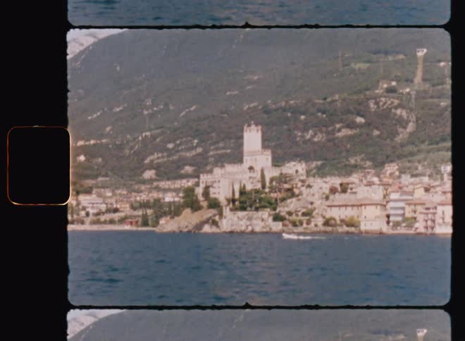 View of the sea with a city on the horizon